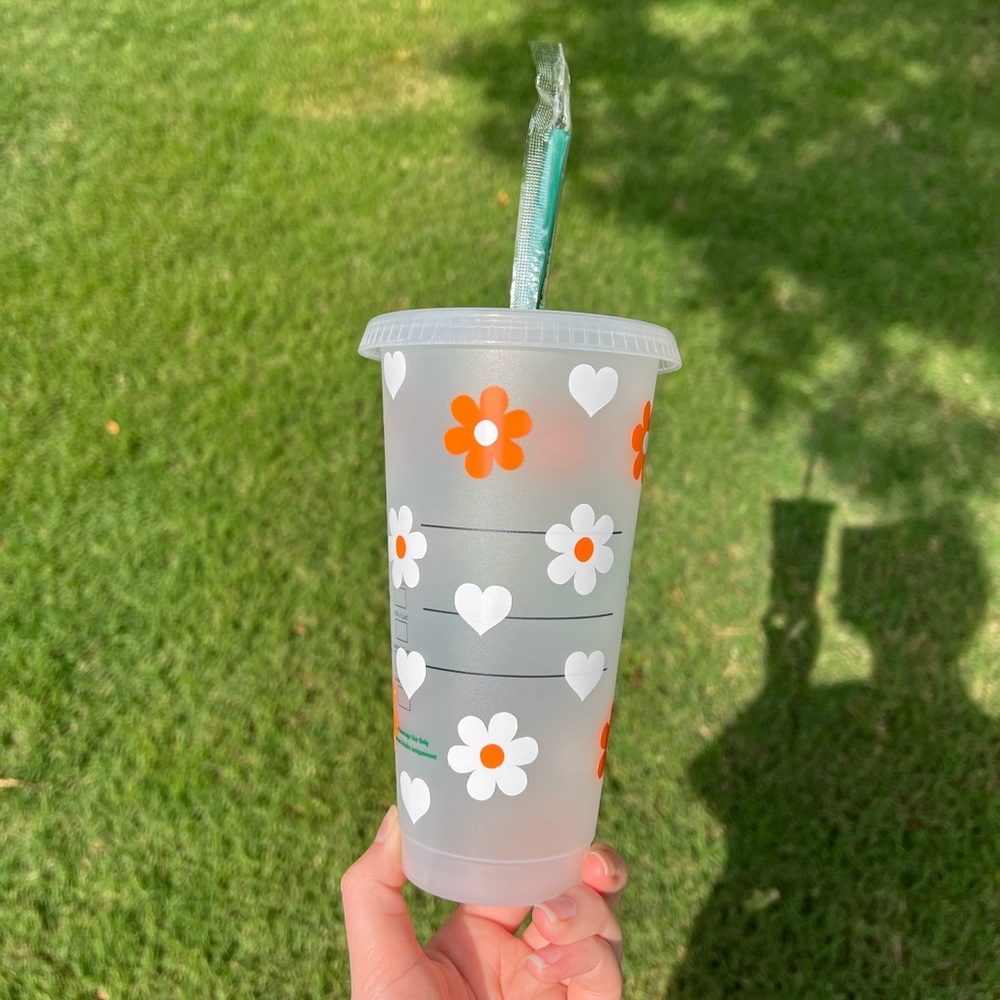 Spring hello Kitty flowers and hearts Starbucks reusable venti cold cup - Picture 4 of 4